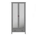 Kleiderschrank Schlafzimmer - Trone Grau Spiegel B89xH195xT50 cm MDF...