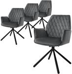 ML-Design Esszimmerst&uuml;hle 4er Set Samt Anthrazit, Wohnzimmerstuhl mit Arm- und