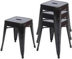 Mendler 4er-Set Hocker HWC-A73, Metallhocker Sitzhocker, Metall Industriedesign