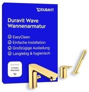 Duravit Wave 3-Loch Wannenarmatur, Einhebel-Wannenmischer mit Keramikmischsystem,