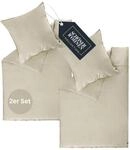 SCH&Ouml;NER WOHNEN Satin Bettw&auml;sche 140x200 Baumwolle Beige - Luxus...
