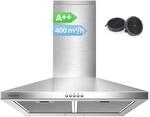 COMFEE' CH60A17EM400SS A++ Dunstabzugshaube 60cm Umluft & Abluft, Wandhaube mit