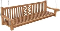 DELUKE Schaukelbank TABEL Holz Teak 220x70x61 cm | H&auml;ngebank Gartenschaukel Zum