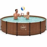 HAF - Swing Frame Pool rund Holz-Optik (&Oslash; 366 cm, 91 cm tief) - Gartenpool mit...