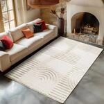Carpetsale24 Teppich 200x290 cm Creme, Hochflor Wohnzimmer Teppich, Weich &