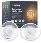 AUVON Sunglow Nachtlicht Steckdose mit Bewegungssensor, Warmwei&szlig;es, 2 St&uuml;ck 