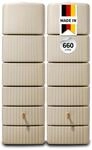 4rain Slim Regentonne Set 660 L, sandbeige, 2X Slim 330 L, inkl. Verbinder -