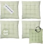 TOM TAILOR 4er Set Sitzkissen Stuhl 40x40cm Gr&uuml;n - Bequeme Stuhlkissen f&uuml;r