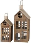 BOLTZE 2tlg. Set Laterne Marling braun aus Holz I H&ouml;he 40cm & 58cm I...
