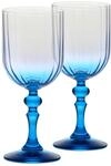 Krosno Weingl&auml;ser 300 ml mit t&uuml;rkisfarbenem Stiel, 2er Set &ndash; f&uuml;r Rotwein,