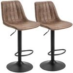 HOMCOM Barhocker 2er Set, Gepolstert Barstuhl mit Metallgestell, Lehne,