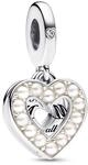 PANDORA Perlmuttwei&szlig;es Herz Doppelter Charm-Anh&auml;nger 792649C01 Anh&auml;nger