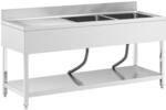 Royal Catering Gastro-Sp&uuml;ltisch 2 Becken zu je 500 x 400 x 250 mm Edelstahl