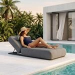 Sonnenliege TROPEA, gepolstert mit verstellbarem Kopfteil, Dunkelgrau - Outdoor...