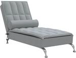 vidaXL Massage-Chaiselongue mit Nackenrolle Hellgrau Stoff