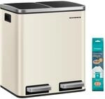 SONGMICS M&uuml;lleimer K&uuml;che, 2 x 15 Liter, M&uuml;lltrennsystem 2 F&auml;cher, inklusive 15