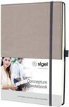SIGEL CO692 Premium Notizbuch A4 dotted, Leder-Look beige, Hardcover, 194 nummerierte