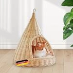 Rohrschneider H&auml;nge-Katzenkorb Sammy | Katzenbett aus handgeflochtenem Rattan 