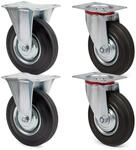 Wiltec Transportrollen Set 200mm 2x Lenkrolle ungebremst und 2x Bockrolle, mit