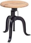FineBuy Drehhocker 39x62,5x39 cm Akazie Massivholz/Metall Schwarz Drehbar,...