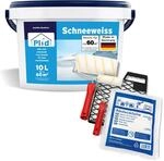 Plid&reg; Schneewei&szlig; Wandfarbe Wei&szlig; 10L inkl. Streichset 6-tlg. [HOHE DECKKRAFT]...