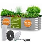 TTL GARDEN 160x80x45cm Spirit M Metall Hochbeet Silber - Stahl rostfrei verzinkt
