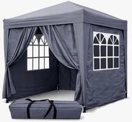 Faltpavillon 2 x 2 m Smoky Grau, 4 Easy-Klett Seitenw&auml;nde (2...