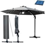 BRAST Alu Sonnenschirm Ampelschirm | &Oslash;300cm Grau + LEDs | T&Uuml;V gepr&uuml;ft | viele