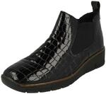 Rieker Eria Frauen Leder Slip Auf Wedge Heel Chelsea Boots 42 EU Black Croc...