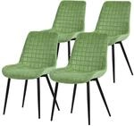 ML-Design Esszimmerst&uuml;hle 4er Set, Salbei, Sitzfl&auml;che aus Samt, Schwarzes