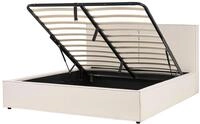 Beliani Polsterbett beige mit hohem Kopfteil Lattenrost 180 x 200 cm Bettkasten