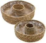 Spetebo Seegras Pflanzring Natur 2er Set mit Folie - 34/27 cm - Naturfaser
