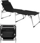 Spetebo Aluminium Gartenliege XXL - Schwarz - Sonnenliege gepolstert mit...