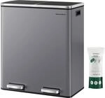 SONGMICS M&uuml;lleimer, 2 x 30 Liter, 2 F&auml;cher, M&uuml;lltrennsystem, Treteimer,