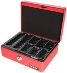 HMF 308-03 Geldkassette Euro-M&uuml;nzbrett 20 x 16 x 9 cm, rot