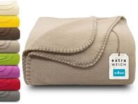 ZOLLNER Kuscheldecke in Sand - weiche Couchdecke in 130x170 cm - mit Kettelrand...