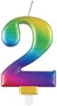 Unique Party Supplies 19632 Metallische Geburtstagskerze - Zahl 2 - Regenbogen,...