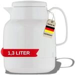 Helios Mondo Thermoskanne Wei&szlig; 1,3 L - 6h hei&szlig; - H&auml;lt Getr&auml;nke warm & kalt &ndash;