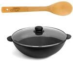 4BIG.fun Gusseisen Wok 28 cm Wok-Bratpfanne 3,7 L aus Gusseisen Wokpfanne mit
