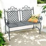 DanDiBo Gartenbank Wetterfest 2 Sitzer Metall Grau 120 cm 96592 Sitzbank Eisen...