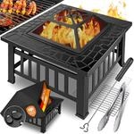 KESSER&reg; Feuerstelle mit Grillrost & Grillzange Feuerschale 82x82x50cm, 3in1