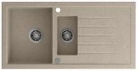 Sapho Einbau-Granitsp&uuml;le mit Abtropffl&auml;che und Restebecken, 100x50cm, beige