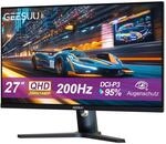 GEESUU Gaming Monitor 27 Zoll, QHD 1440p Gaming PC Monitors, 200Hz IPS Bildschirm,