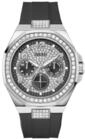 Guess Empire Herren Armbanduhr, Quarz Analog, Edelstahl, 46mm, Silikonarmband,