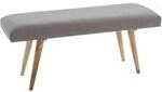 FineBuy Sitzbank 120 cm Massivholz Stoff Grau, Polsterbank Retro