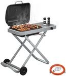 Outsunny Tragbarer Gasgrill 1 Brenner 2,5kW mit Faltbarem Rollwagen