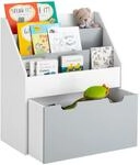 SoBuy b&uuml;cherregal Kinder mit 3 Ablagef&auml;chern und herausnehmbarer Spielzeugbox...