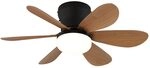 LED Deckenventilator Ventilator Wohnzimmerlampe Dimmbar Schwarz Metall D 51 cm