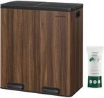 SONGMICS M&uuml;lleimer, 2 x 30 Liter, 2 F&auml;cher, M&uuml;lltrennsystem, Treteimer,