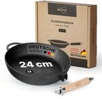 Premium Gusseisenpfanne Induktion 24 cm Pfanne Gusseisen UNBESCHICHTET...